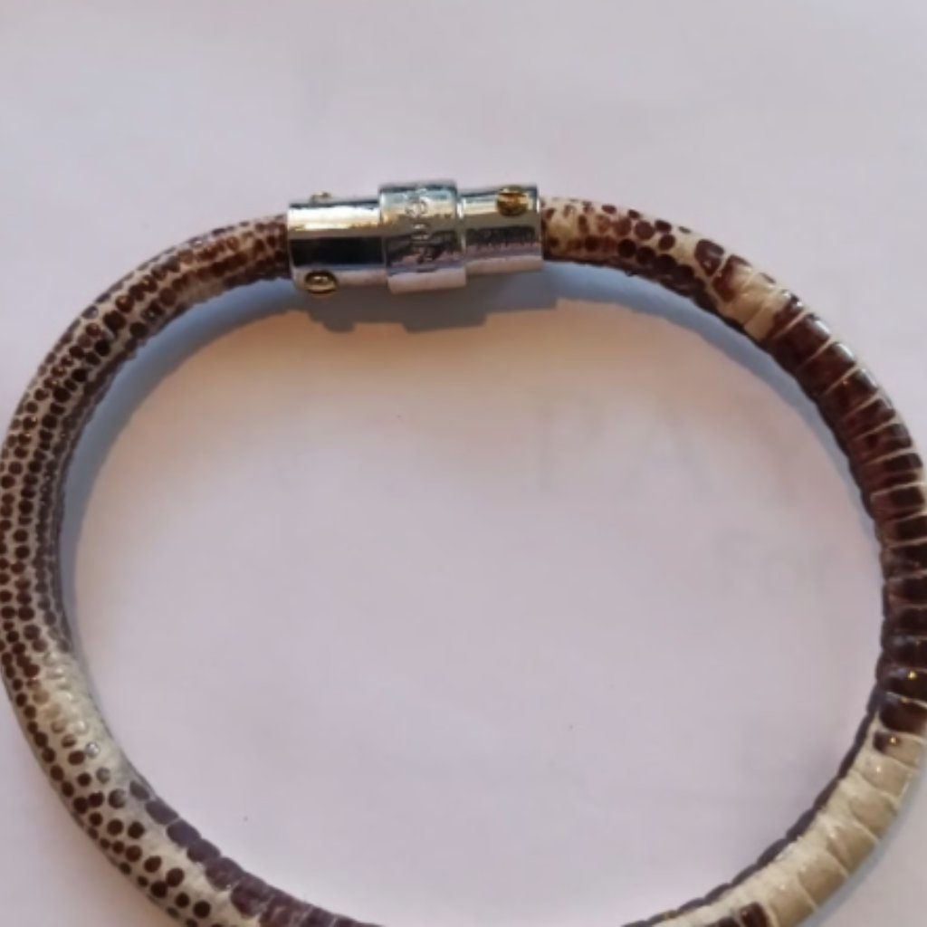 Henri Bendel Beigh/Brown Snake Skin Bracelet W/Magnetic Clasp